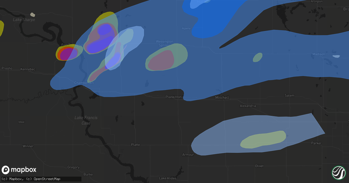 Hail map in Plankinton, SD on July 2, 2026
