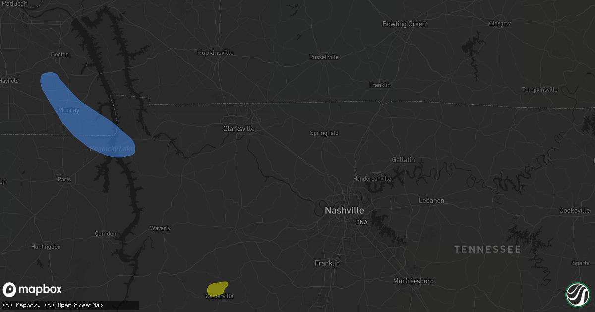 Hail map in Pleasant View, TN on July 2, 2026