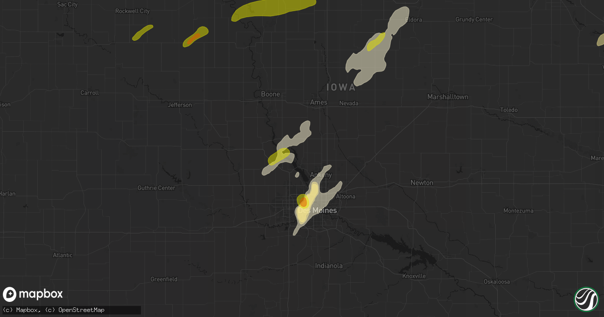 Hail map in Polk City, IA on July 2, 2026