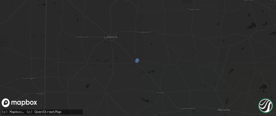 Hail map in Post, TX on July 2, 2026