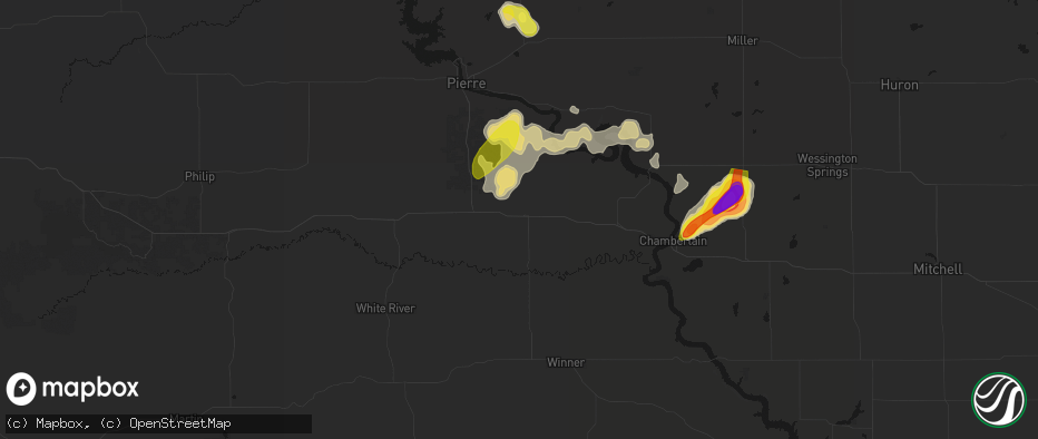 Hail map in Presho, SD on July 2, 2026