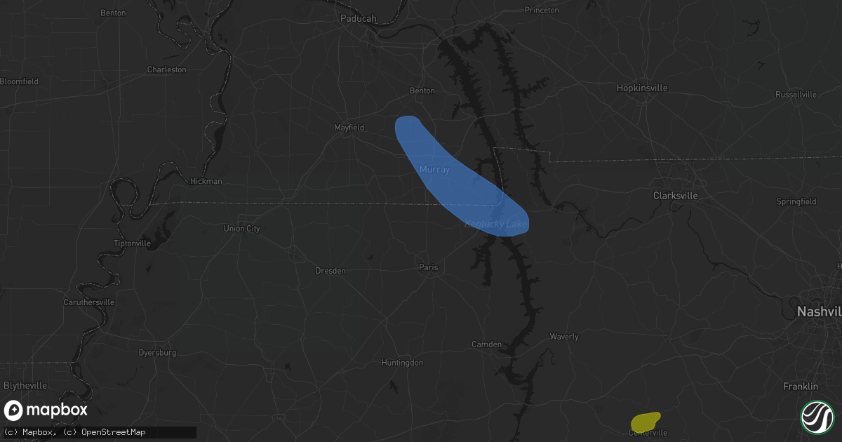 Hail map in Puryear, TN on July 2, 2026