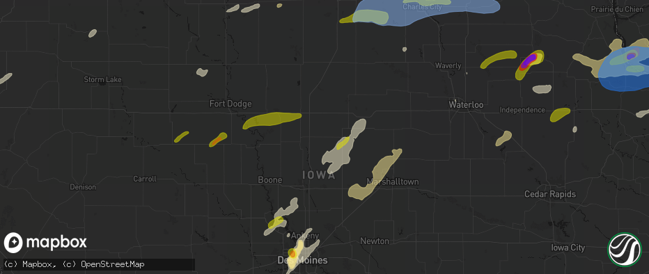 Hail map in Radcliffe, IA on July 2, 2026