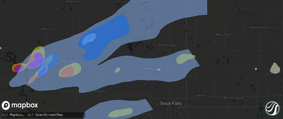 Hail map in Ramona, SD on July 2, 2026