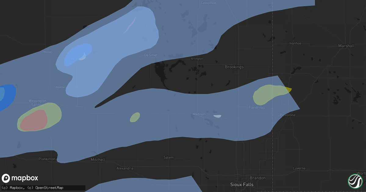 Hail map in Ramona, SD on July 2, 2026