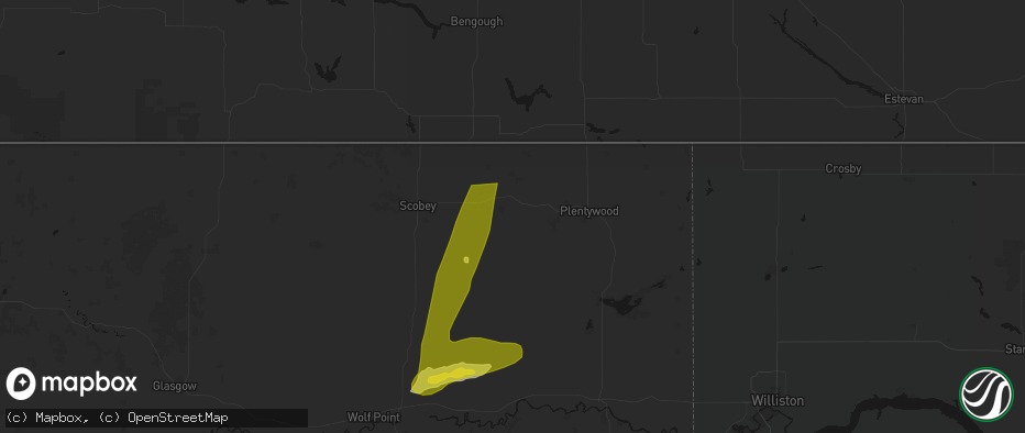 Hail map in Redstone, MT on July 2, 2026