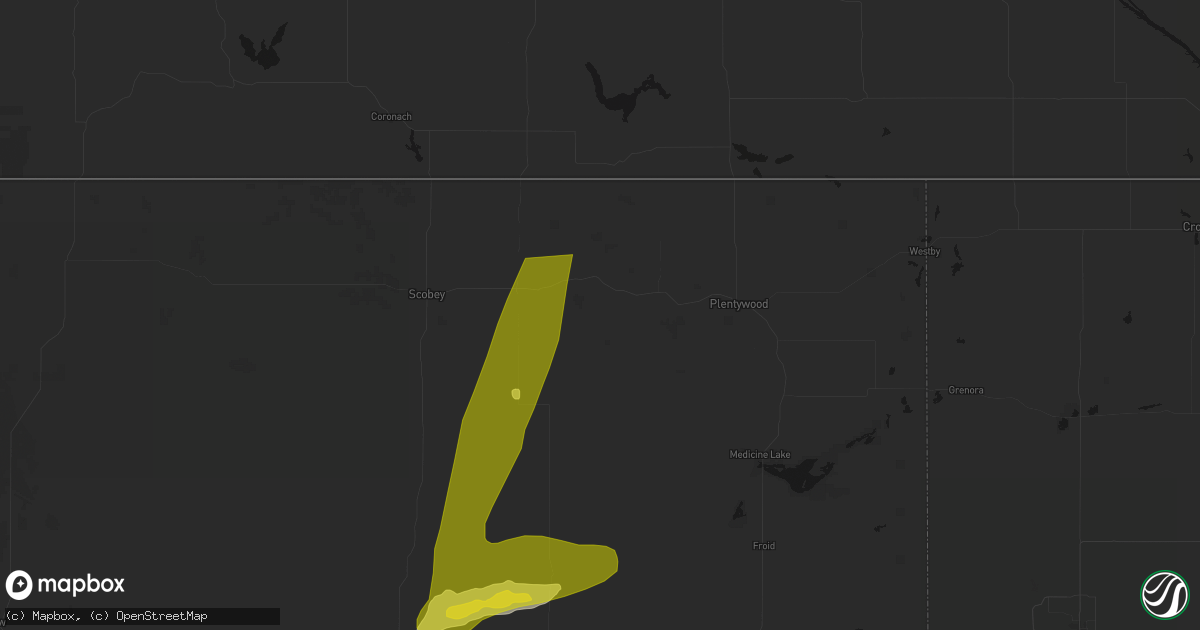 Hail map in Redstone, MT on July 2, 2026