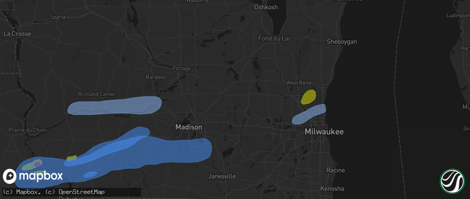 Hail map in Reeseville, WI on July 2, 2026