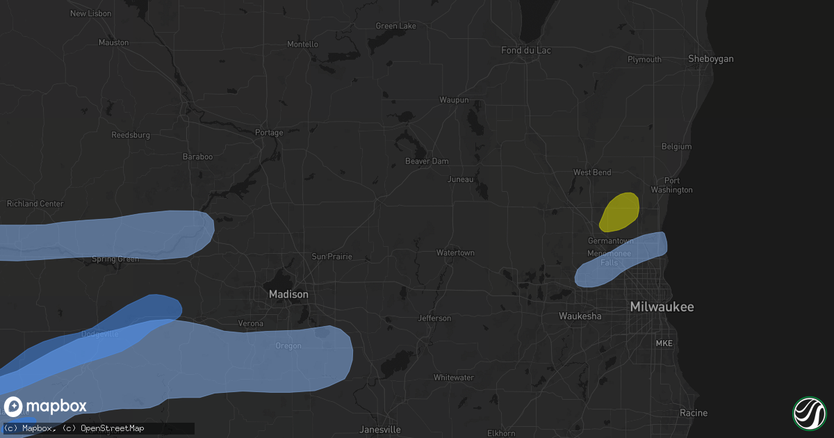 Hail map in Reeseville, WI on July 2, 2026