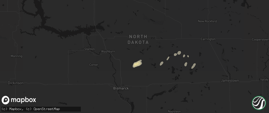 Hail map in Regan, ND on July 2, 2026