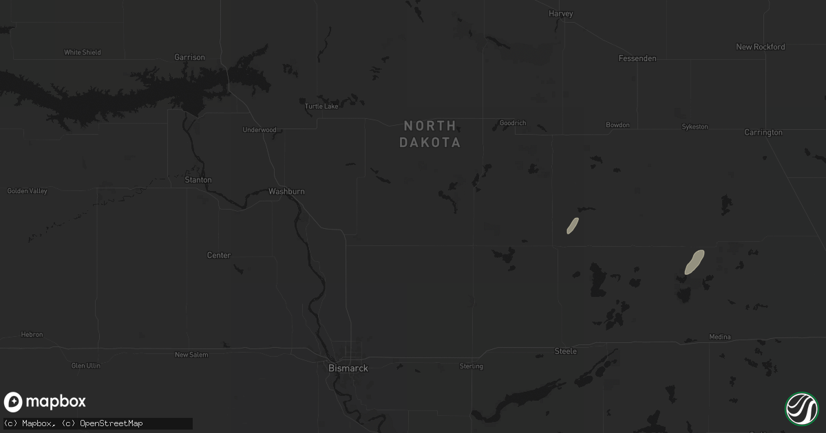 Hail map in Regan, ND on July 2, 2026