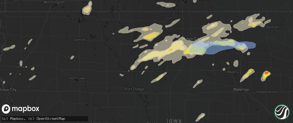 Hail map in Renwick, IA on July 2, 2026