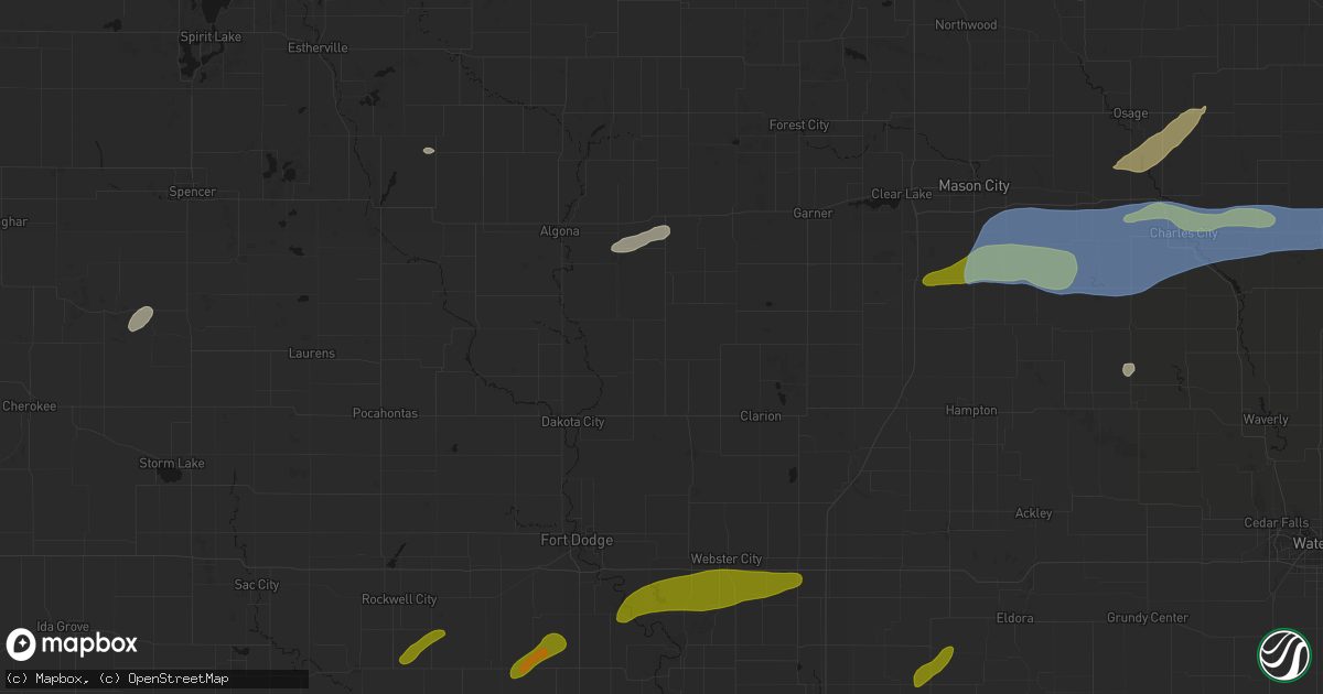 Hail map in Renwick, IA on July 2, 2026