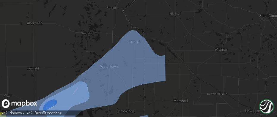Hail map in Revillo, SD on July 2, 2026