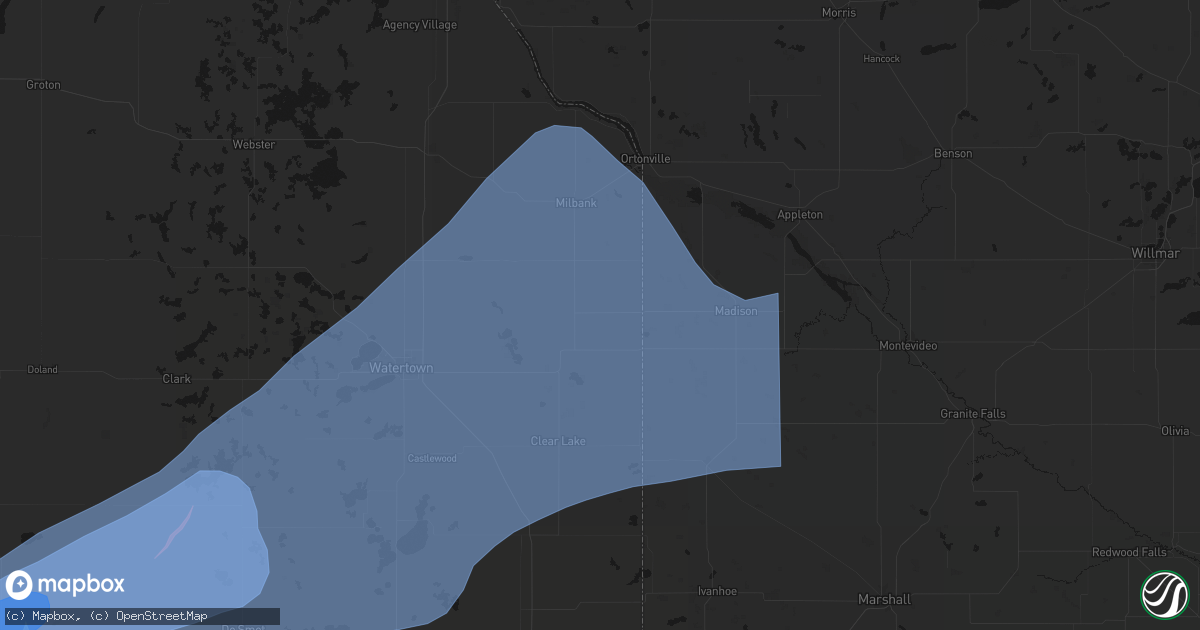 Hail map in Revillo, SD on July 2, 2026