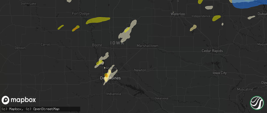 Hail map in Rhodes, IA on July 2, 2026