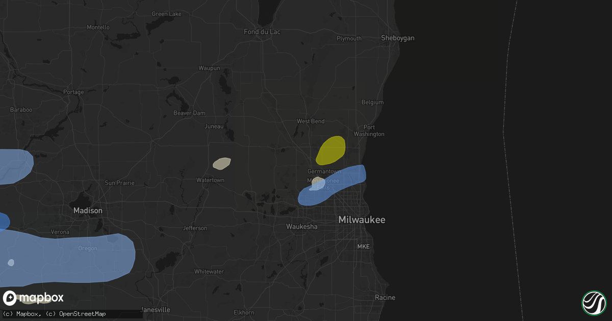 Hail map in Richfield, WI on July 2, 2026