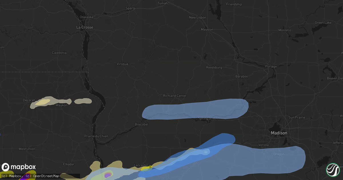 Hail map in Richland Center, WI on July 2, 2026