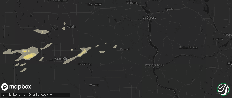 Hail map in Ridgeway, IA on July 2, 2026