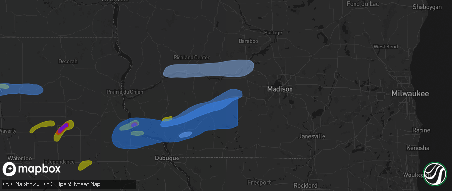 Hail map in Ridgeway, WI on July 2, 2026