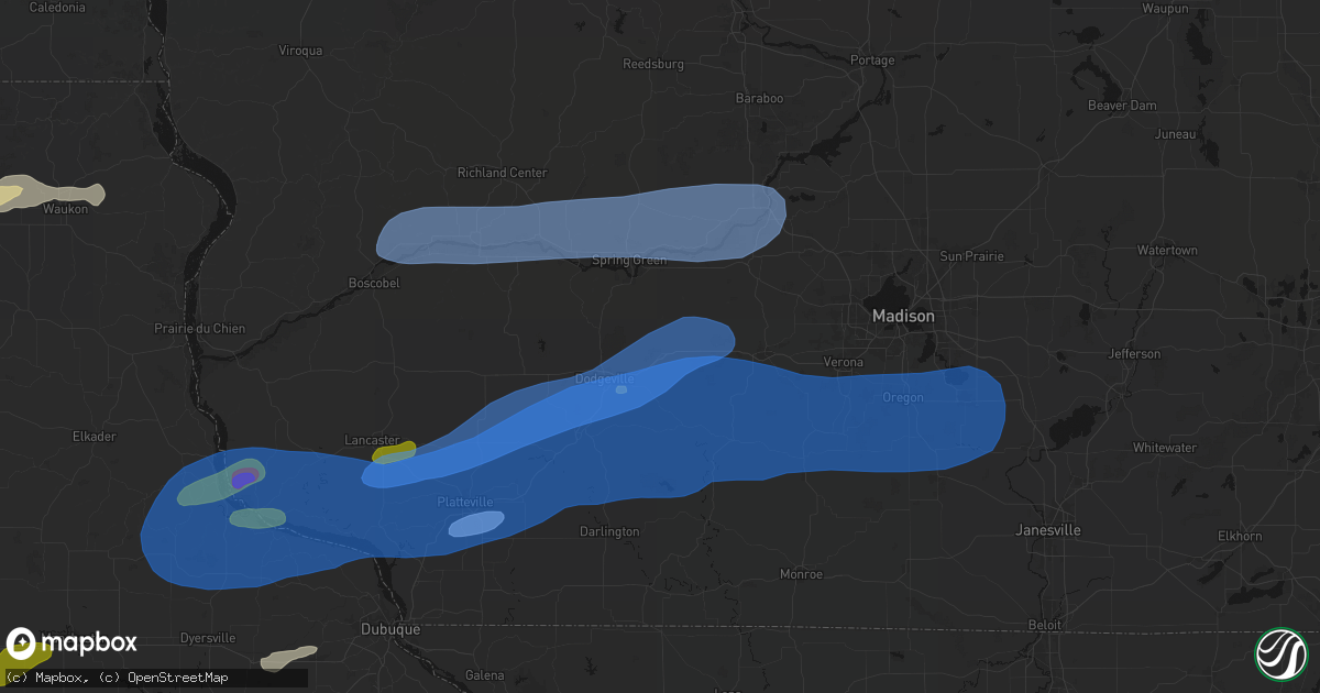 Hail map in Ridgeway, WI on July 2, 2026