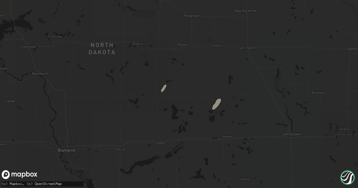 Hail map in Robinson, ND on July 2, 2026