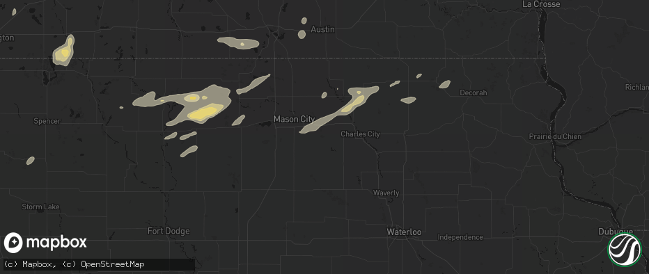 Hail map in Rockford, IA on July 2, 2026
