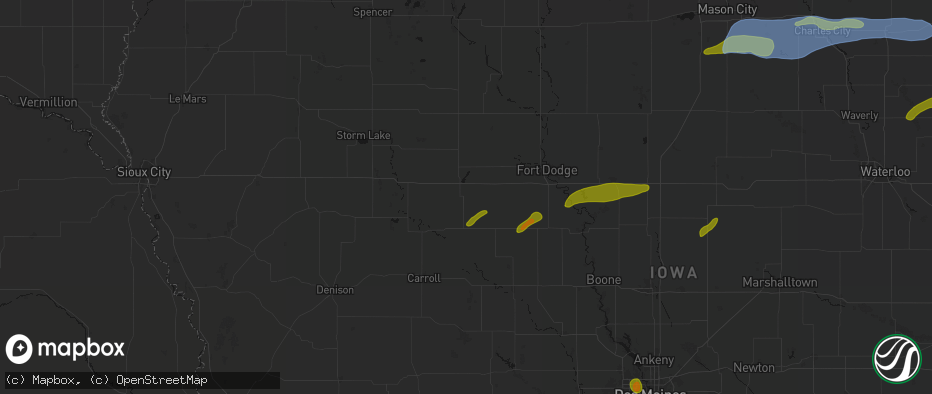 Hail map in Rockwell City, IA on July 2, 2026