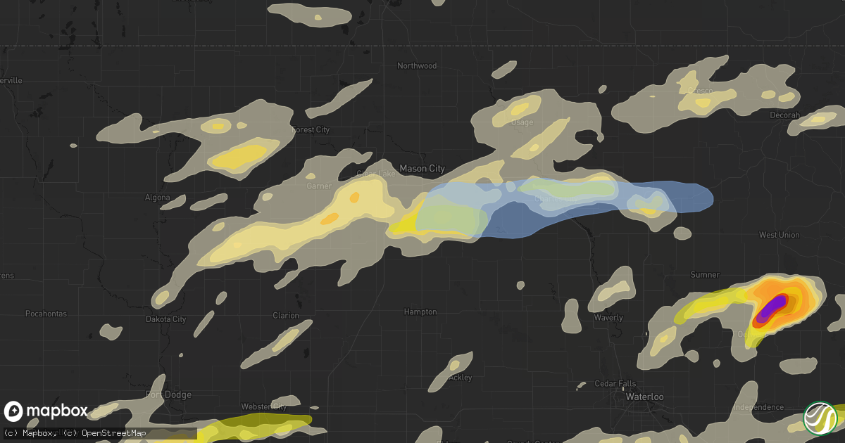 Hail map in Rockwell, IA on July 2, 2026