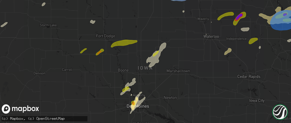 Hail map in Roland, IA on July 2, 2026