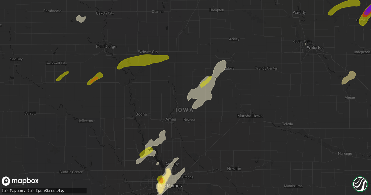 Hail map in Roland, IA on July 2, 2026