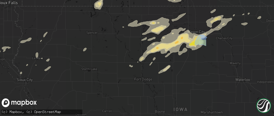 Hail map in Rutland, IA on July 2, 2026