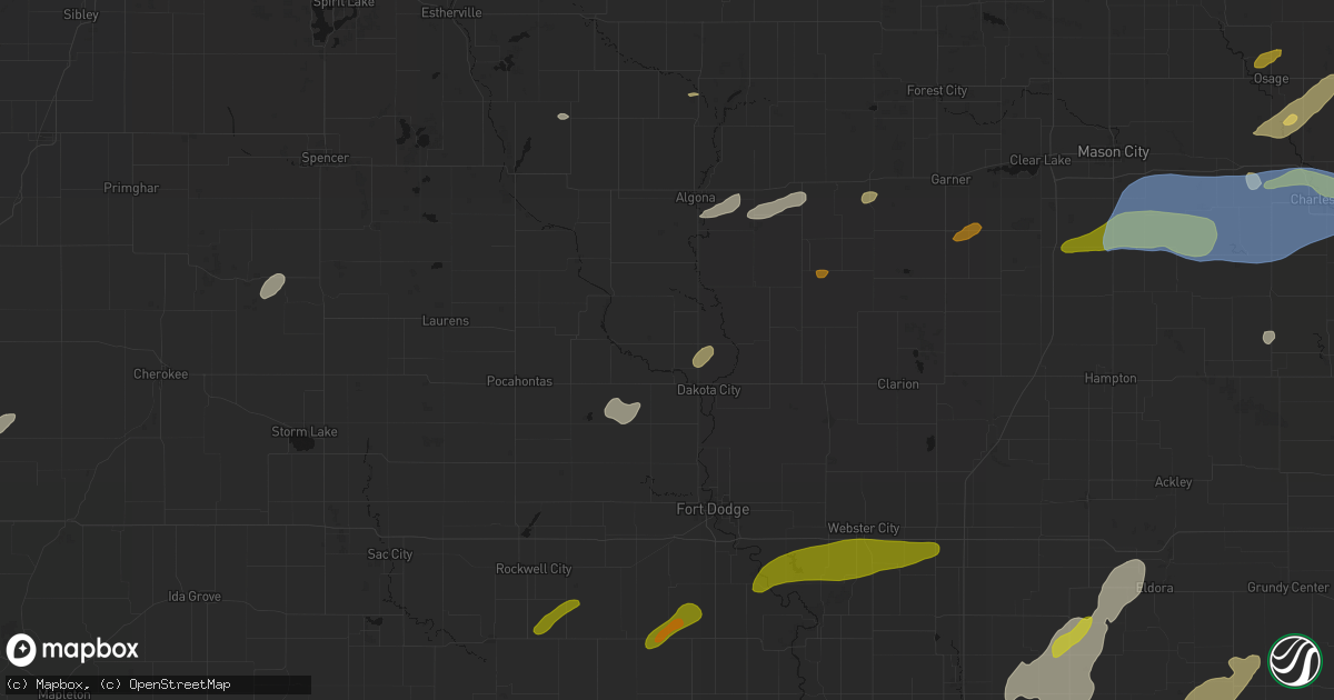 Hail map in Rutland, IA on July 2, 2026