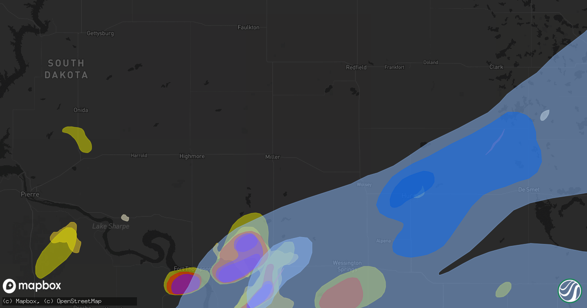 Hail map in Saint Lawrence, SD on July 2, 2026