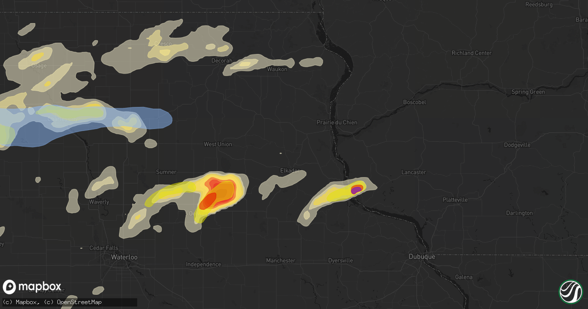 Hail map in Saint Olaf, IA on July 2, 2026