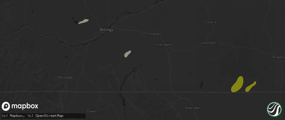 Hail map in Saint Xavier, MT on July 2, 2026
