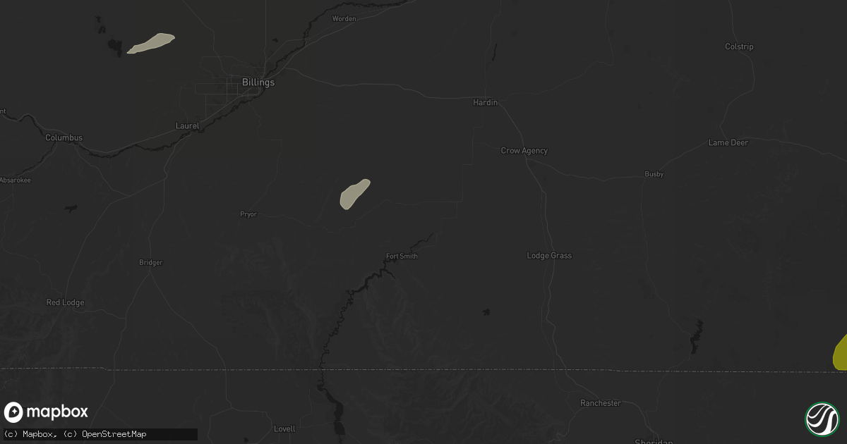 Hail map in Saint Xavier, MT on July 2, 2026