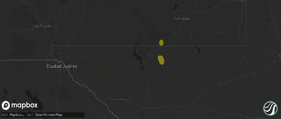 Hail map in Salt Flat, TX on July 2, 2026