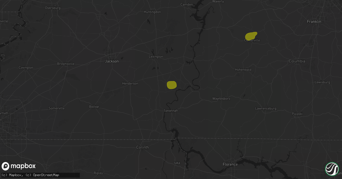 Hail map in Saltillo, TN on July 2, 2026