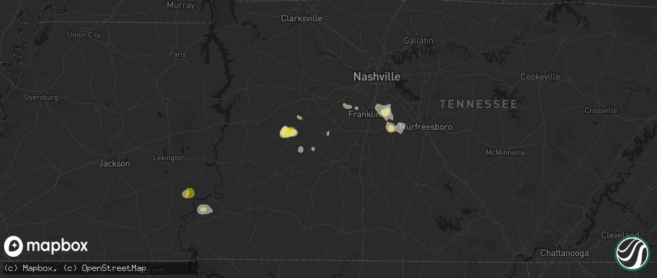 Hail map in Santa Fe, TN on July 2, 2026