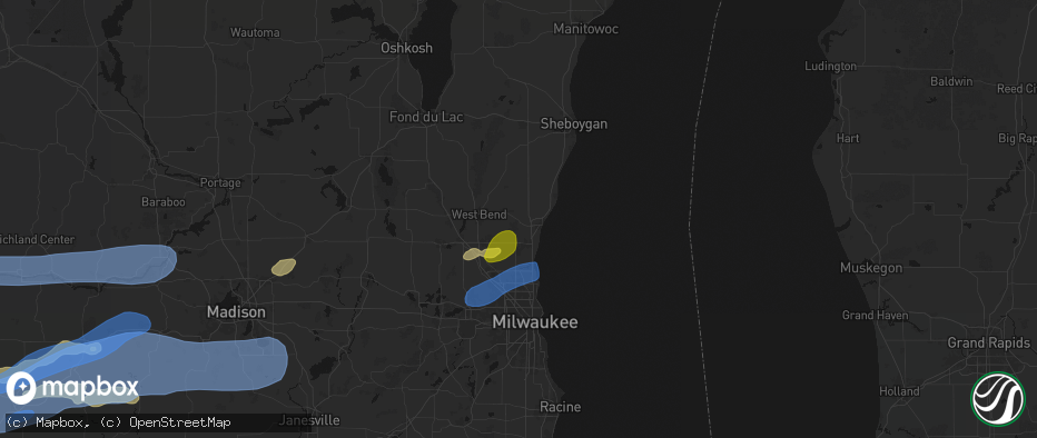 Hail map in Saukville, WI on July 2, 2026