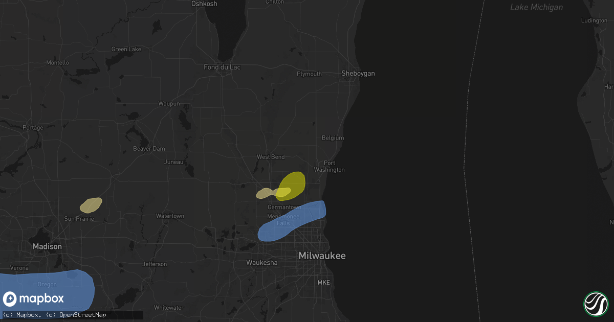 Hail map in Saukville, WI on July 2, 2026