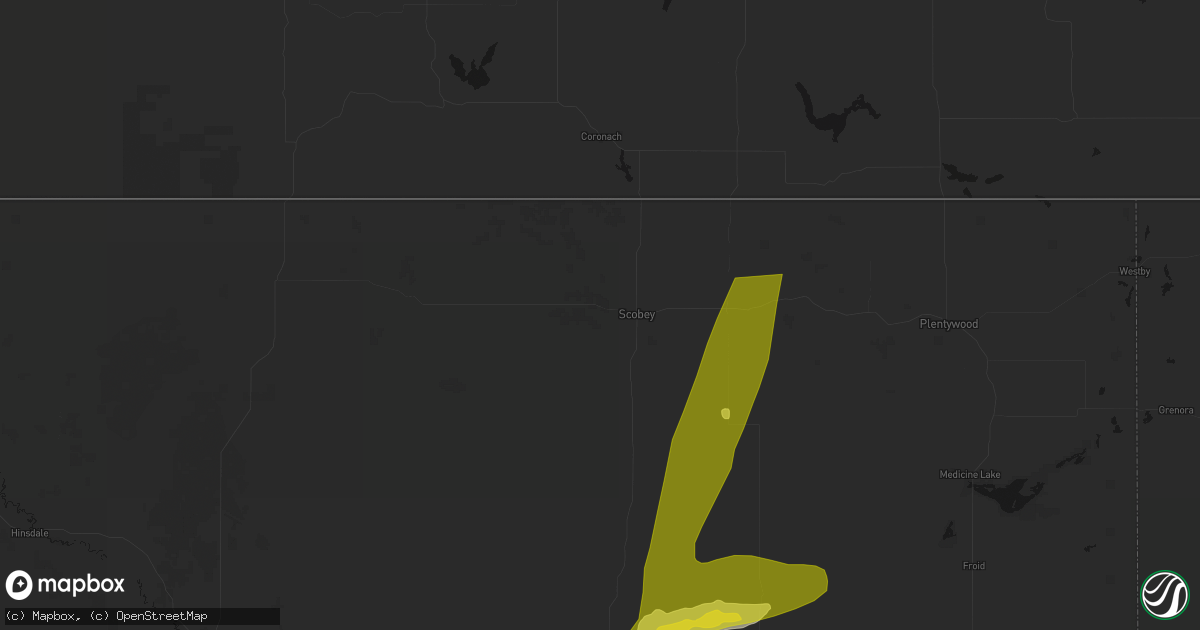 Hail map in Scobey, MT on July 2, 2026