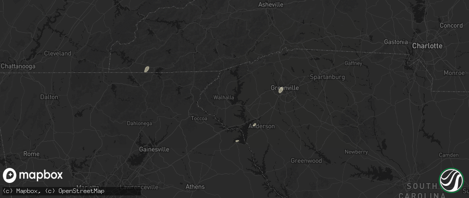 Hail map in Seneca, SC on July 2, 2026