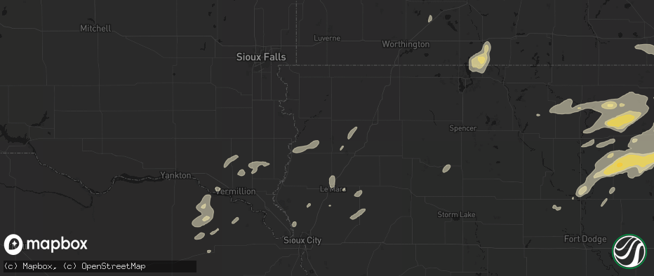 Hail map in Sioux Center, IA on July 2, 2026