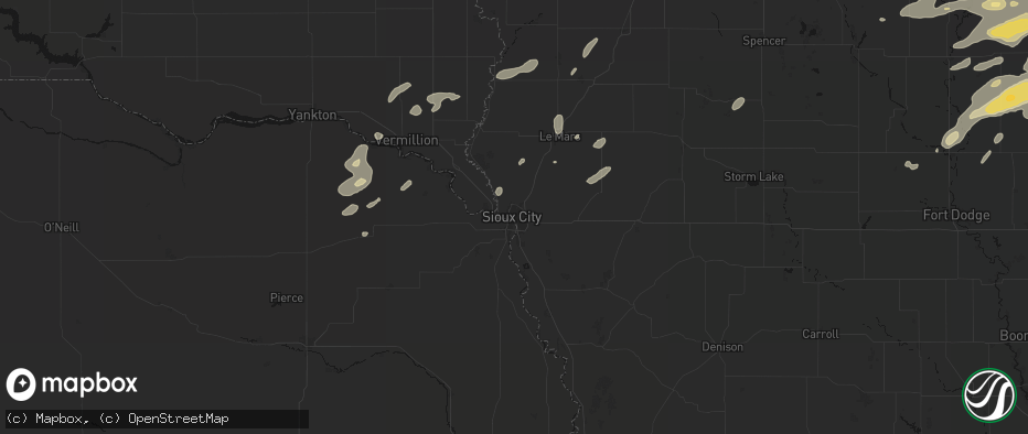 Hail map in Sioux City, IA on July 2, 2026