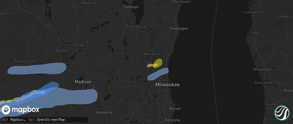 Hail map in Slinger, WI on July 2, 2026
