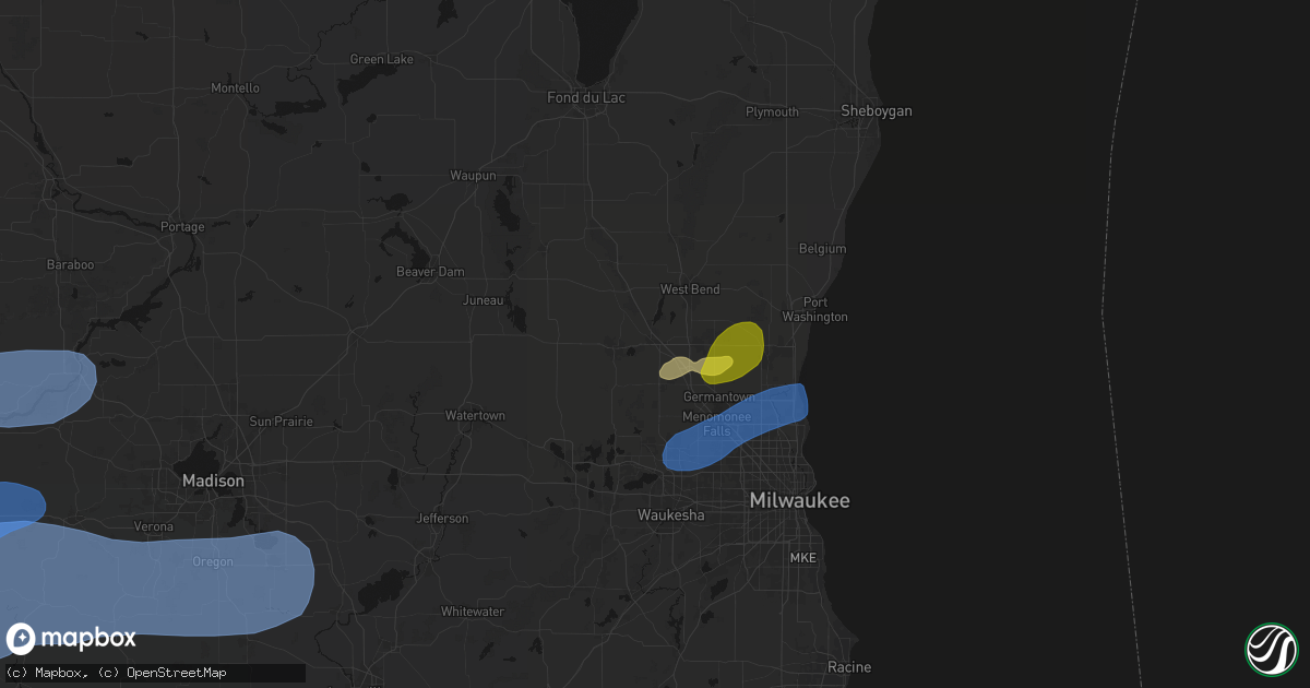 Hail map in Slinger, WI on July 2, 2026