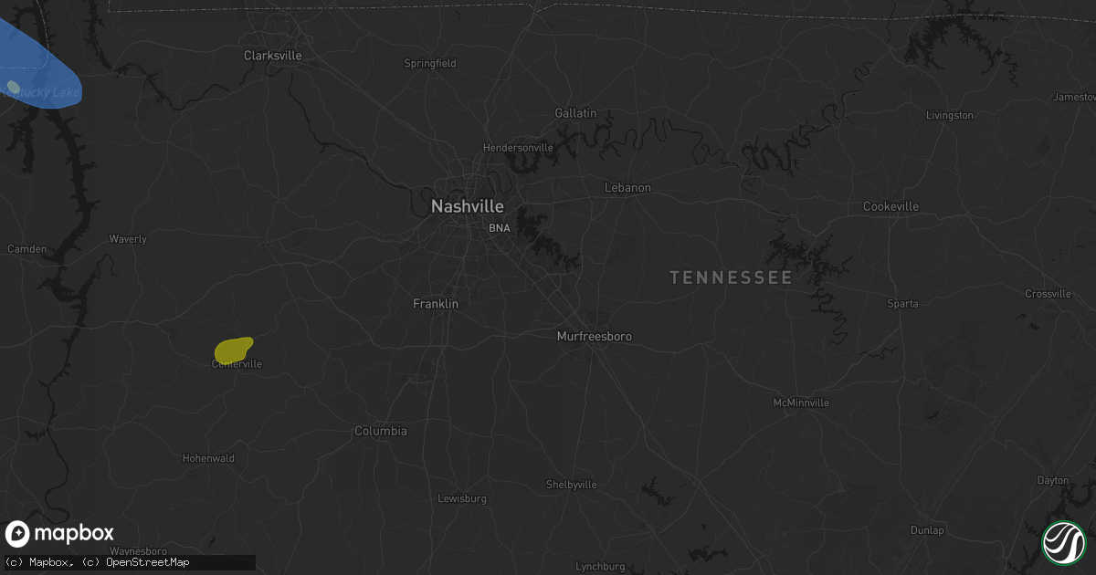Hail map in Smyrna, TN on July 2, 2026
