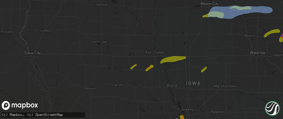 Hail map in Somers, IA on July 2, 2026